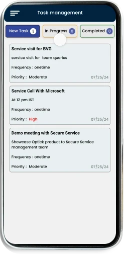 Mobile app showing assigned shifts and tasks